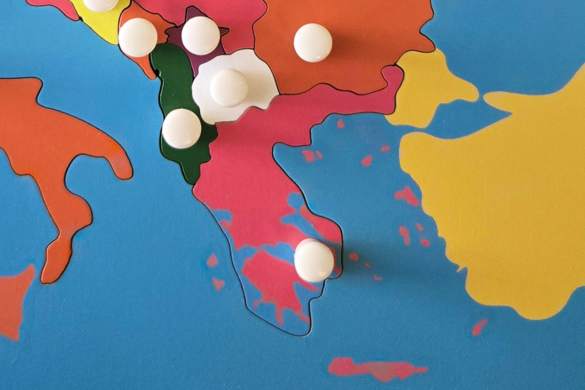 Greece - Puzzle Piece of Europe (Plastic Knob)