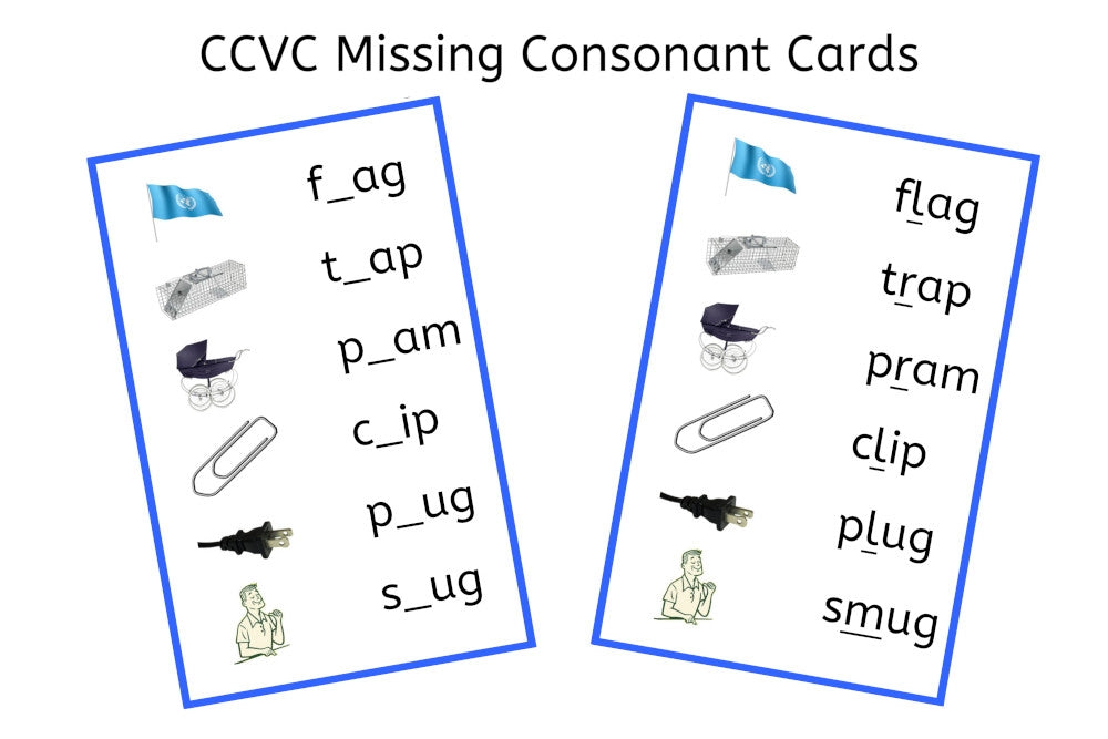 Blue CCVC Missing Consonant Cards (PDF)