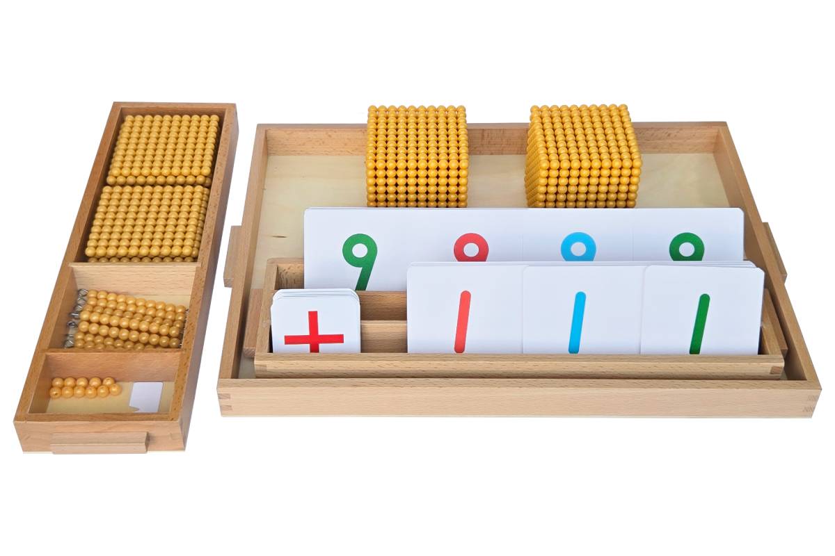 Golden Bead Ten Base Blocks with Cards and Trays (C Beads)