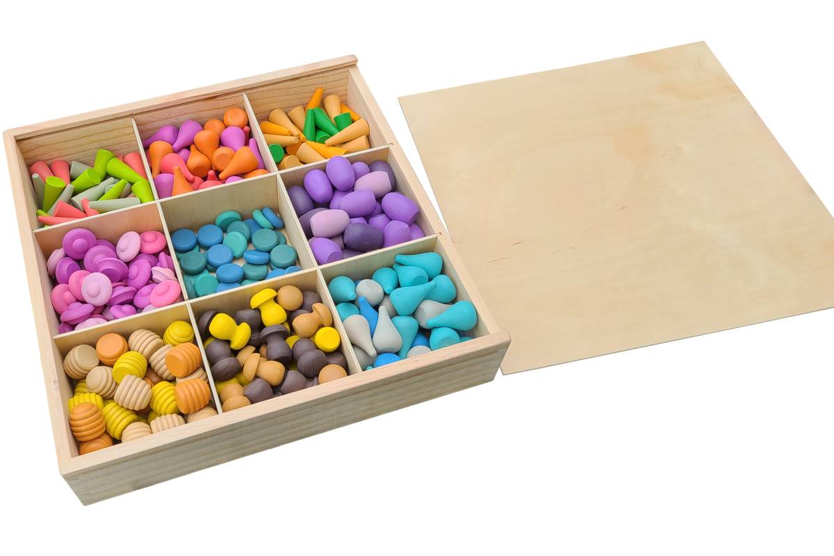 324 Mandala Wooden Loose Parts with Tray