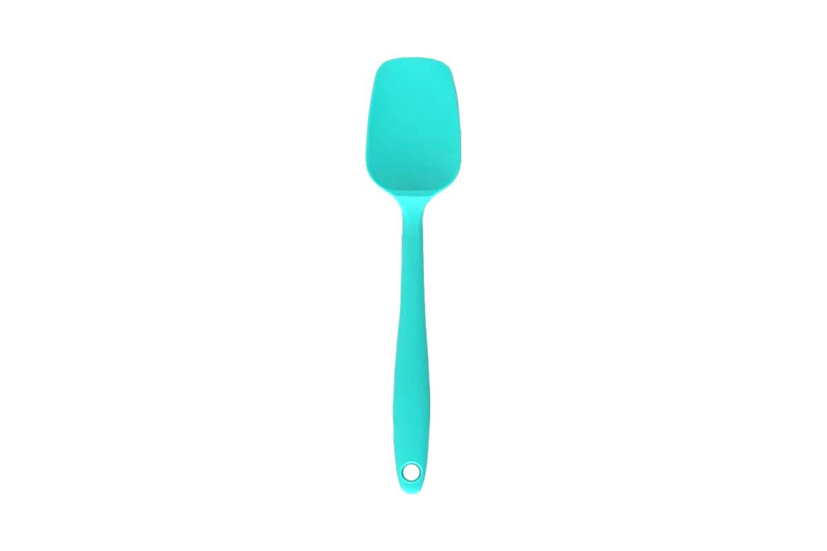 Turquoise silicone spoonula.