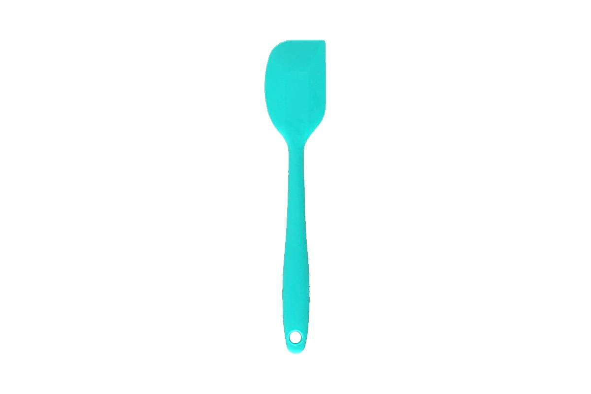 Turquoise silicone spatula.