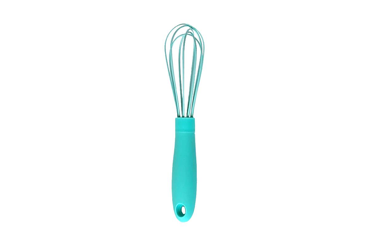 Turquoise silicone whisk.