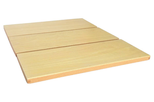 Three wooden boxes with lids for the Circles, Squares, and Triangles.