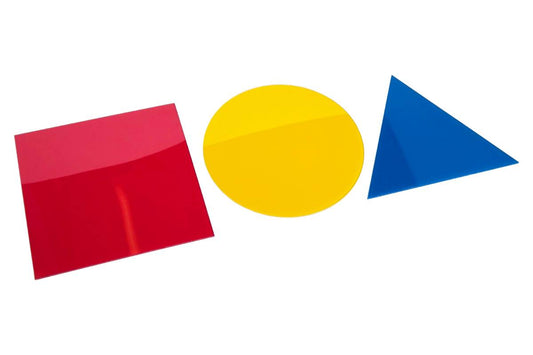A red square, yellow circle, and blue triangle