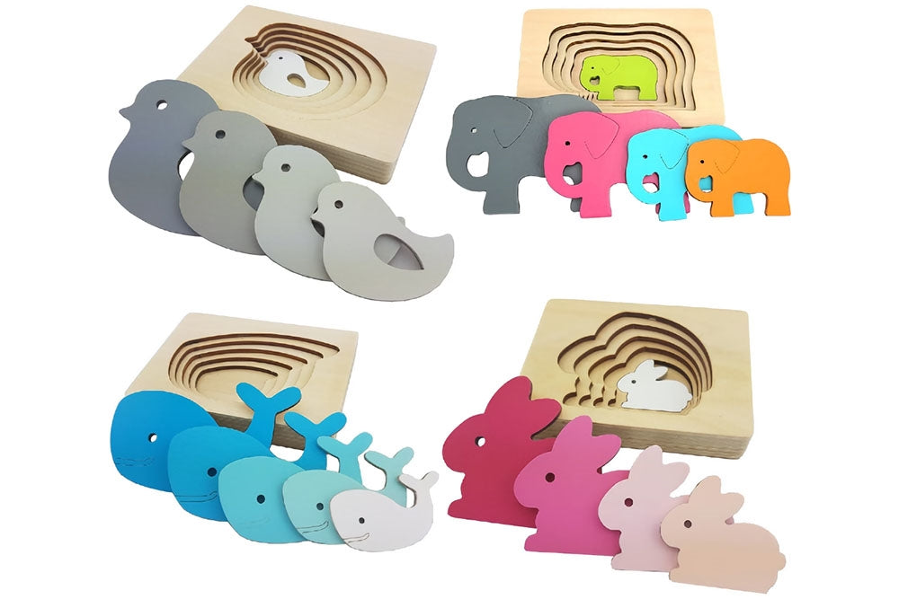 Set of 4 Multi-Layered Wooden Puzzles - IFIT Montessori