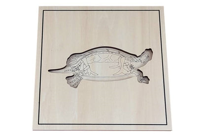 Puzzle base depicting turtle skeleton.