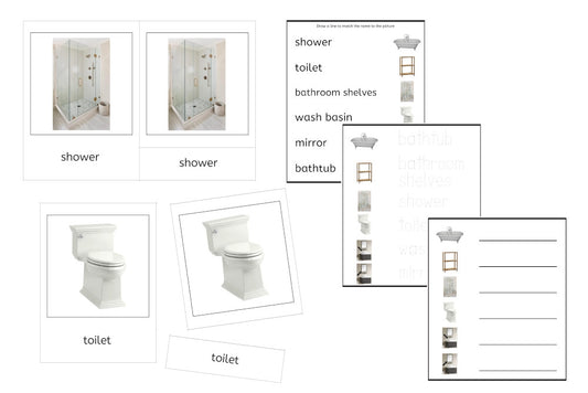 Pink Bathroom Language Exercise Cards - Set B (PDF)