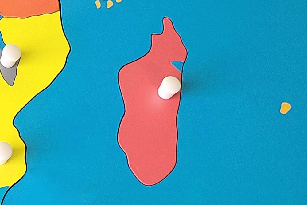 IFIT Montessori: Madagascar - Puzzle Piece of Africa (Plastic Knob)