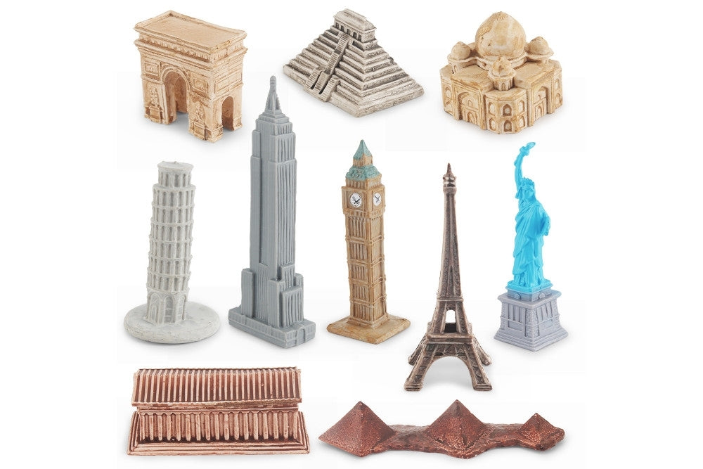 10 Famous Landmark Models with 2-Compartment Tray and Cards