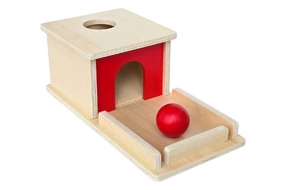 Object Permanence Box with Tray (Large Box, Wood Ball)