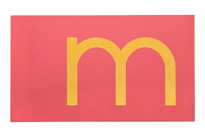 Pink lowercase print 'm' sandpaper letter