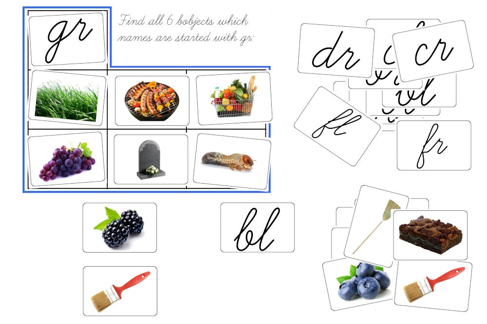 Consonant Blends Activity - Set A, Cursive (PDF)