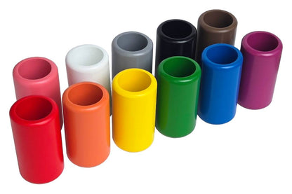 Set of 11 Coloured Pencil Holders (Round, Beechwood)