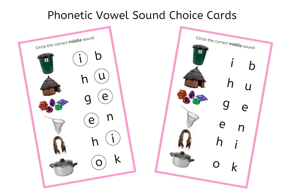 Pink Vowel Sound Choice Cards (PDF)