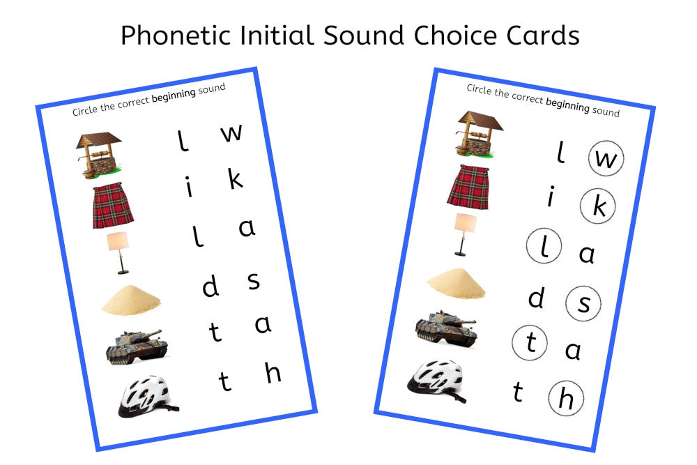 Blue Initial Sound Choice Cards (PDF)