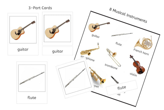 8 Musical Instruments 3-Part Cards (PDF)