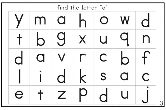 Letter Search Worksheets - Lower Case, Print (PDF)