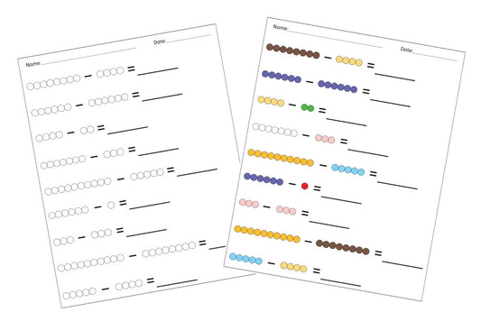 Bead Bar Subtraction Worksheets (PDF)