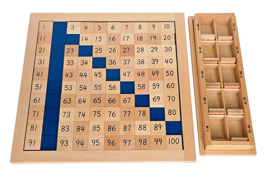 Hundred board with numbered tile box.