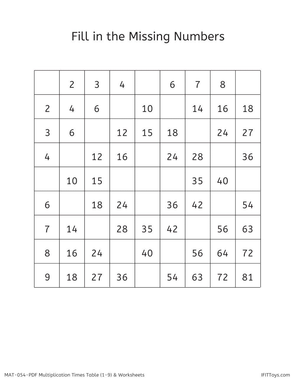 Wooden Times Table Board and PDF Worksheets