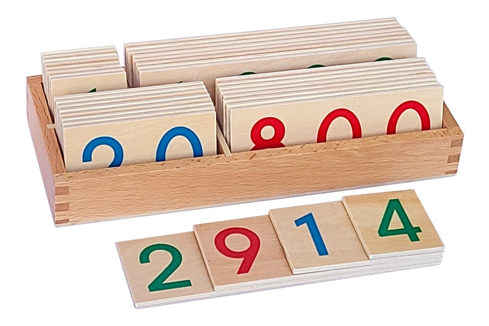 IFIT Montessori: Small Wooden Number Cards with Box (1-9000)