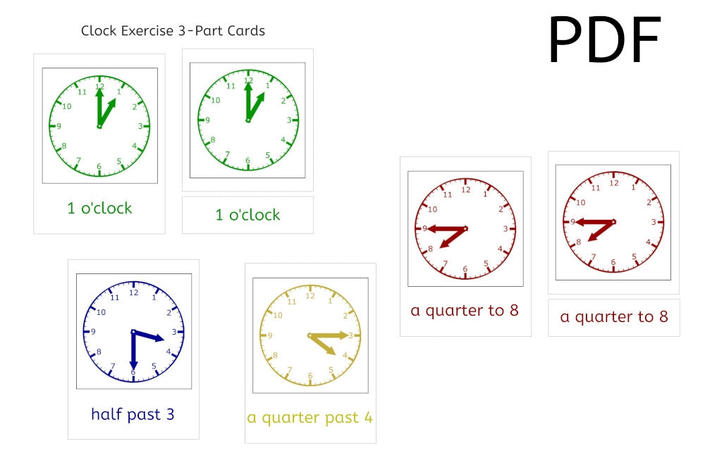 Clock Empty Exercise Clock Exercise Cards - IFIT Montessori