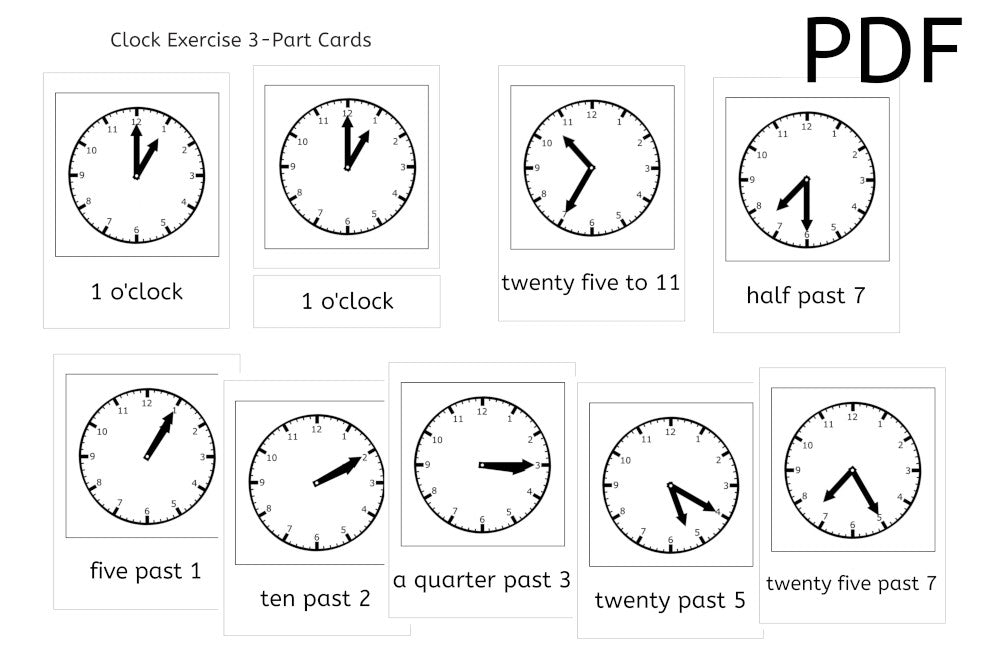 IFIT Montessori: Clock Exercise Cards (PDF)