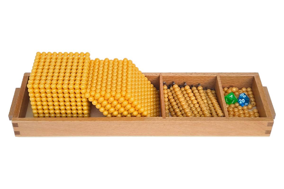 Golden beads and tray for Place Value Learning Set