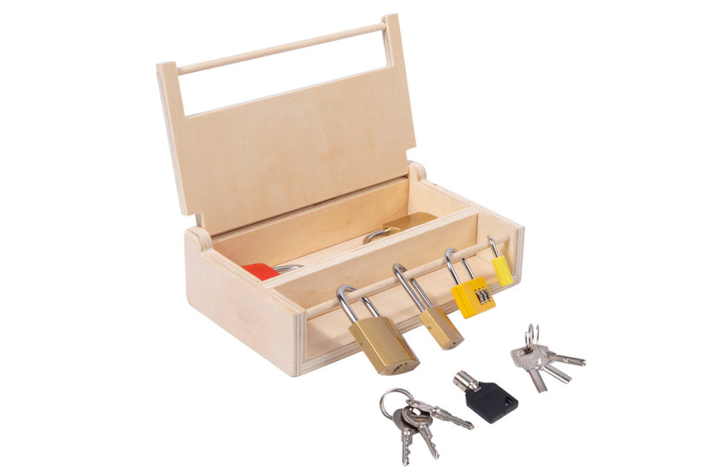 6 Locks with Wooden Box