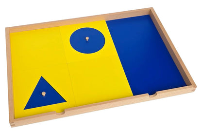 Geometric Demonstration Tray with two squares removed to reveal the blue base