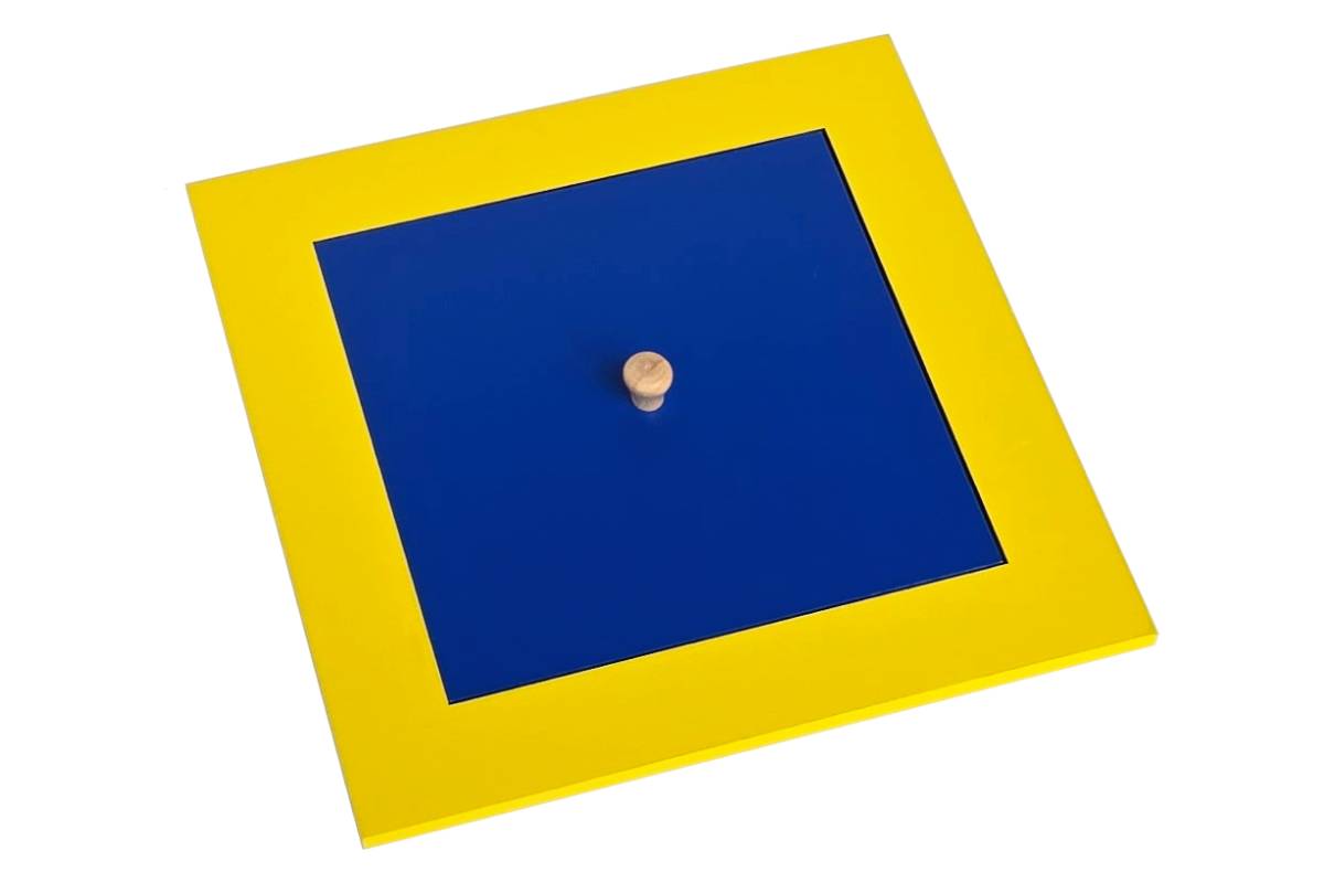 Square blue inset and yellow frame from the Geometric Demonstration Tray