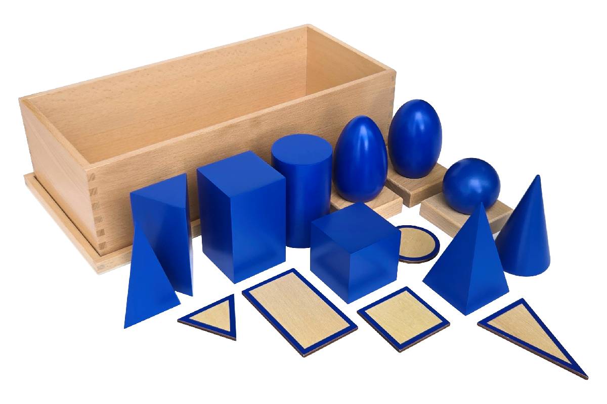 Geometric Solids with Stands, Bases, and Box - IFIT Montessori