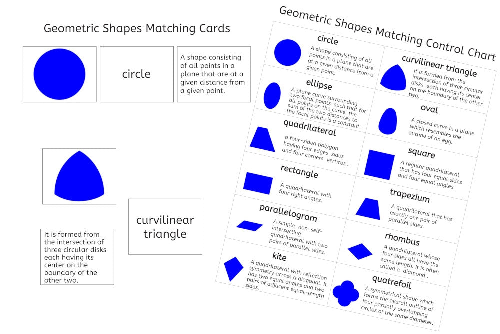 Geometry Shape Matching Geometric Shapes Matching Cards (PDF) - IFIT Montessori