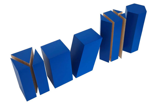 Divided Blue Geometric Solids