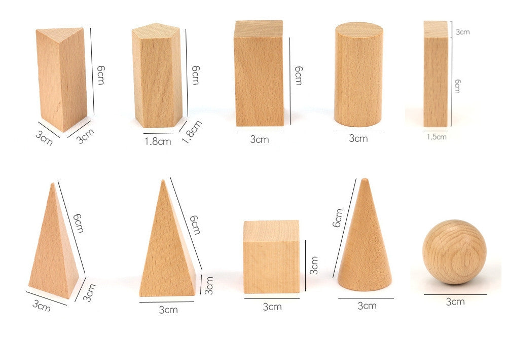 IFIT Montessori: 10 Wood Geometric Solids