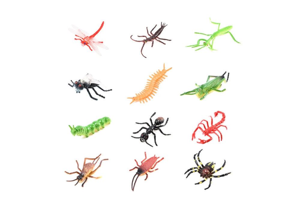 12 Plastic Insects and PDF 3-Part Cards