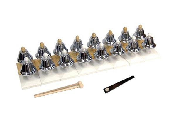 8 bells being played in a major scale (audio recording)